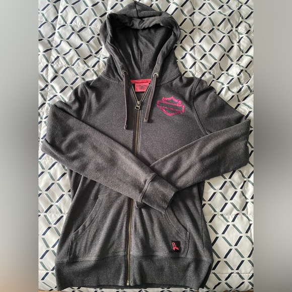 Other - Harley Davidson Gray Hooded Zip Up Jacket